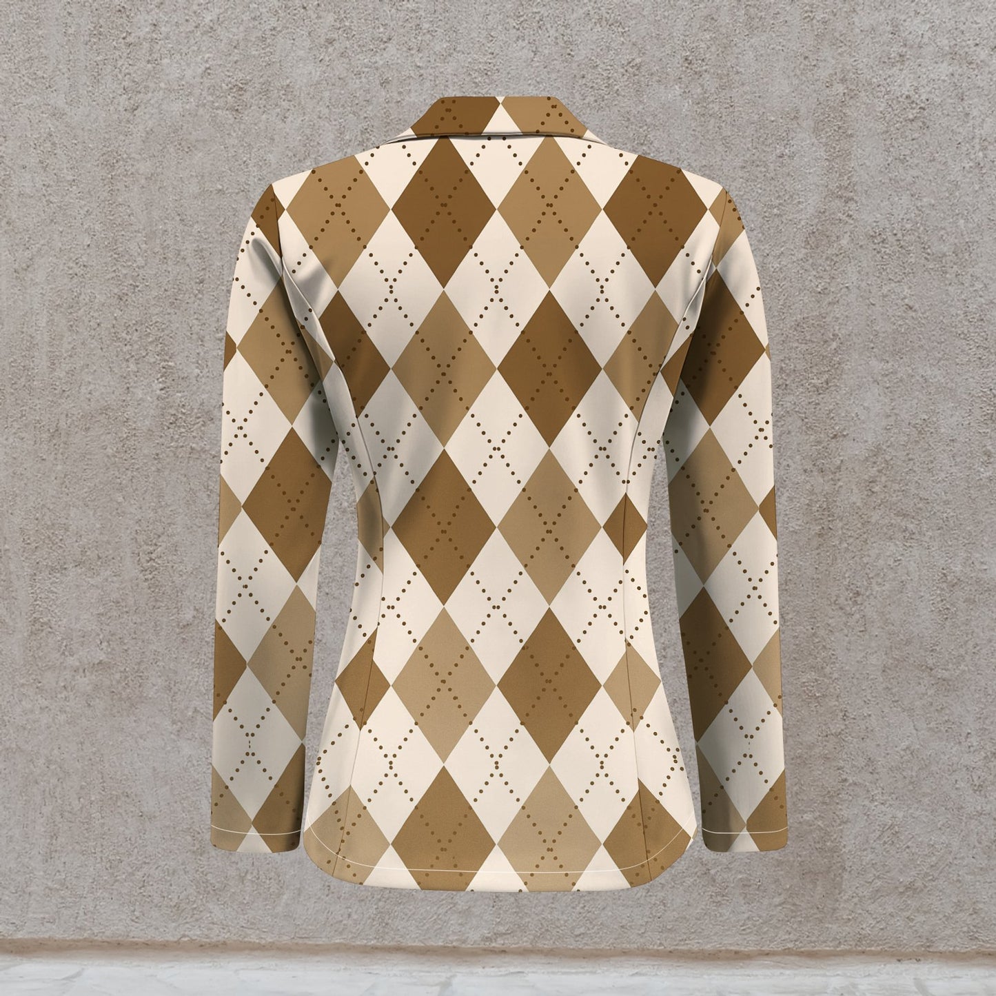 Knitted Blazer With Notched Collar And Chic Print For A Sophisticated Look