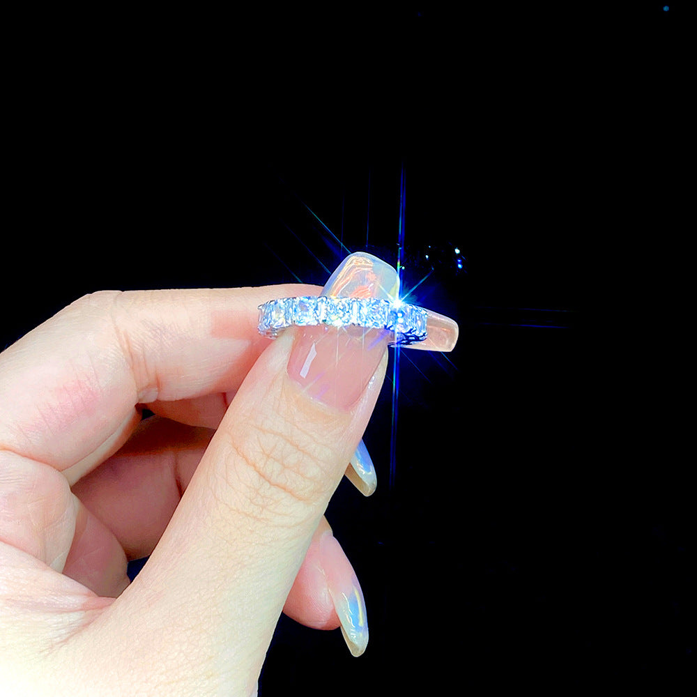 Square Pave Diamond Ring For Women Made Of 925 Sterling Silver