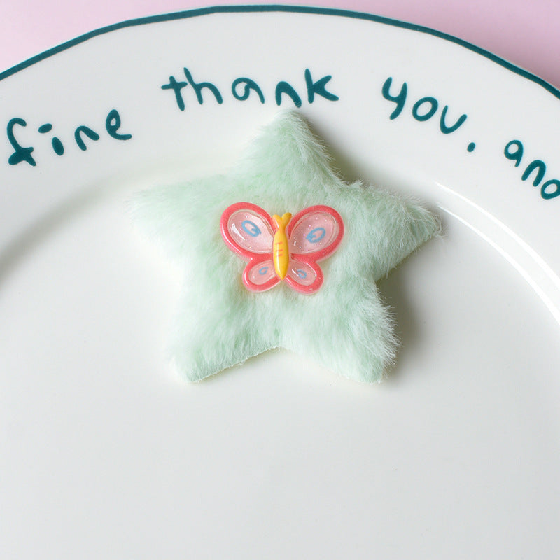 Plush Five-pointed Star Hair Accessories Hole Shoes Phone Case Ornament