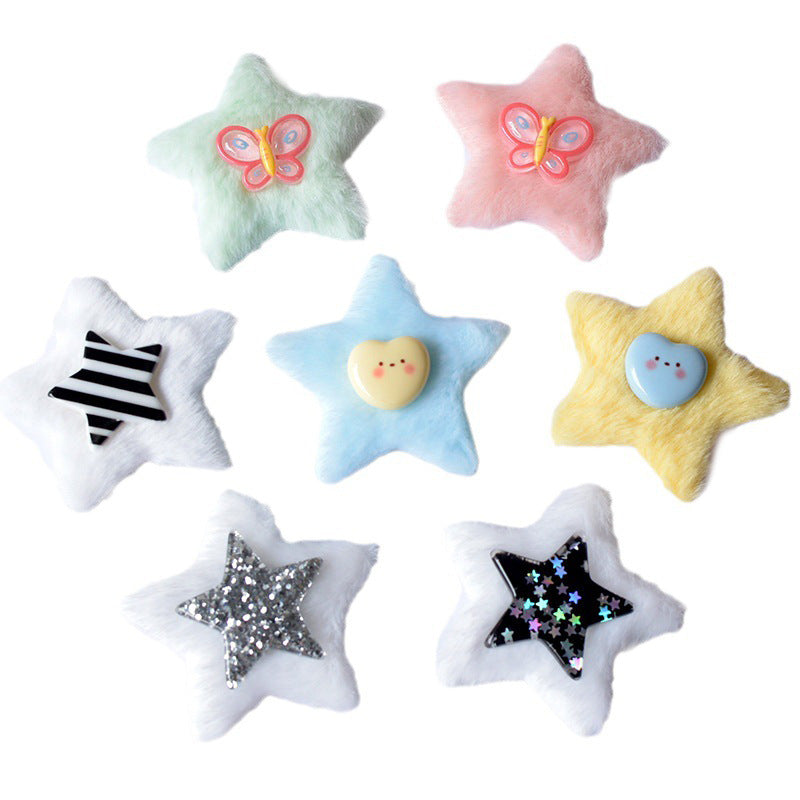 Plush Five-pointed Star Hair Accessories Hole Shoes Phone Case Ornament