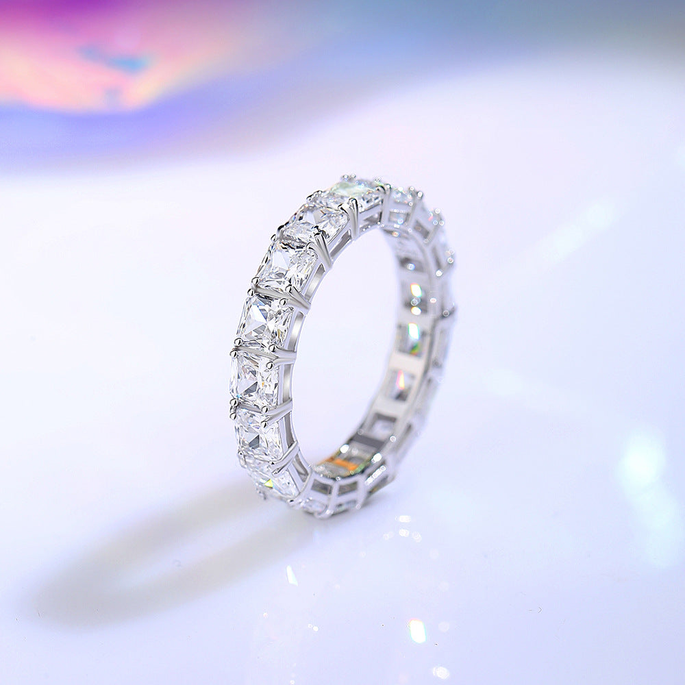 Square Pave Diamond Ring For Women Made Of 925 Sterling Silver