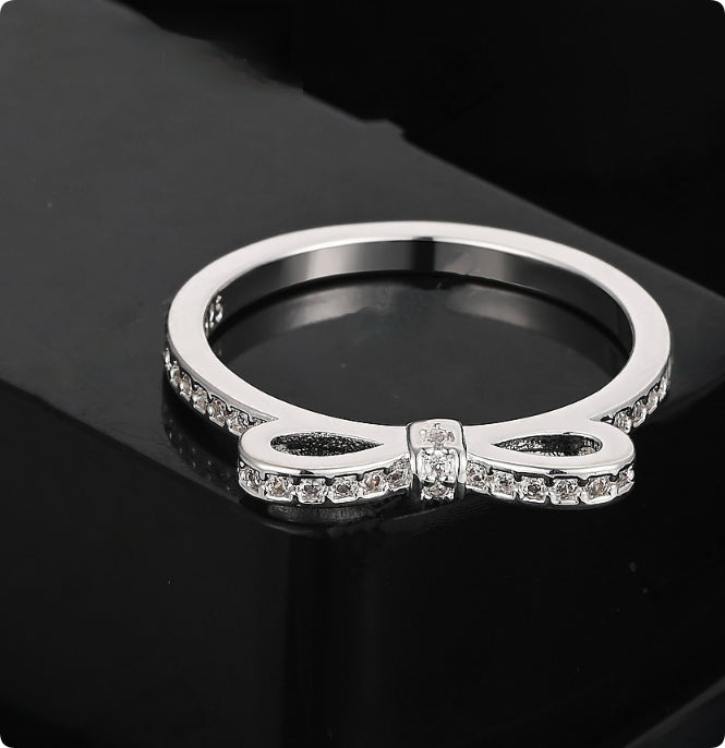 Exquisite Bow Rhinestone Zircon Crystal Ring