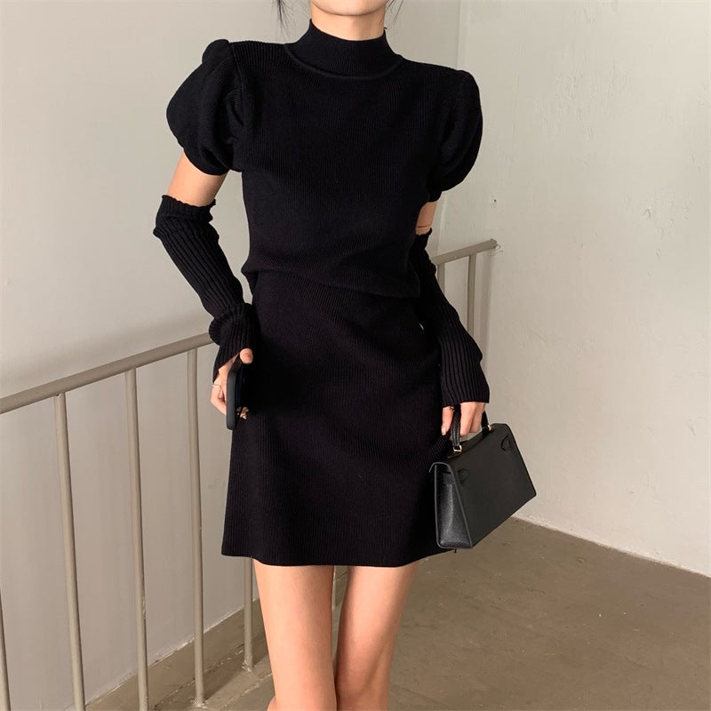 Womens Slim-fit Red Knitted Dress