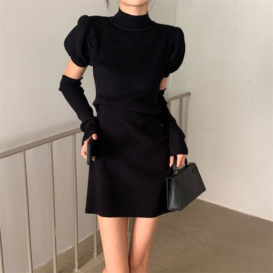 Womens Slim-fit Red Knitted Dress